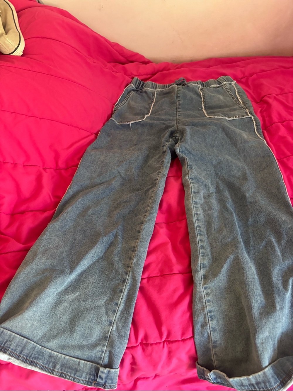 Tractr Wide-Leg Jeans in Faded Blue